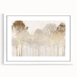 Minimalist Mountain Wall Art – Textured Golden Forest in Haze