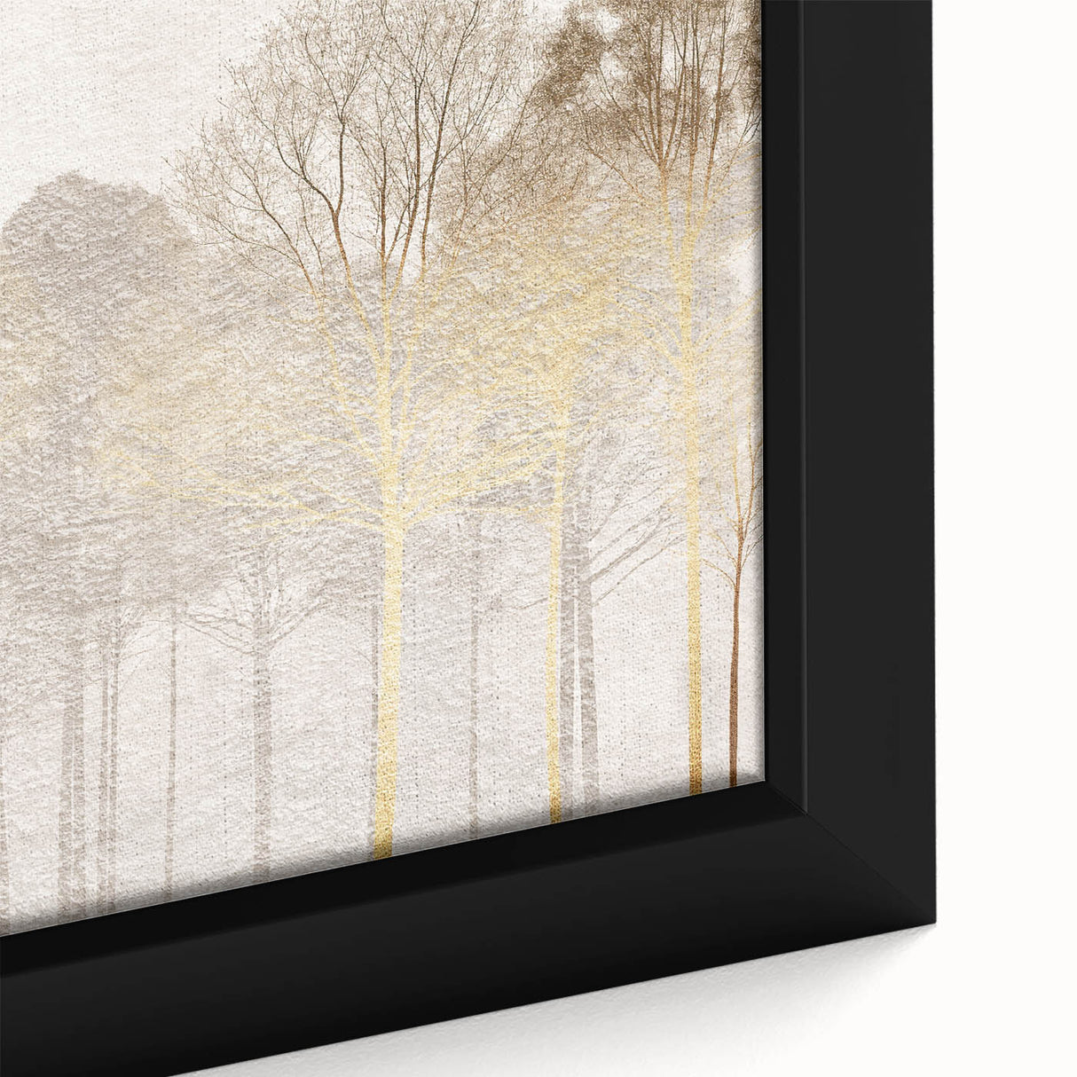 Minimalist Mountain Wall Art – Textured Golden Forest in Haze