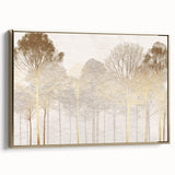 Minimalist Mountain Wall Art – Textured Golden Forest in Haze