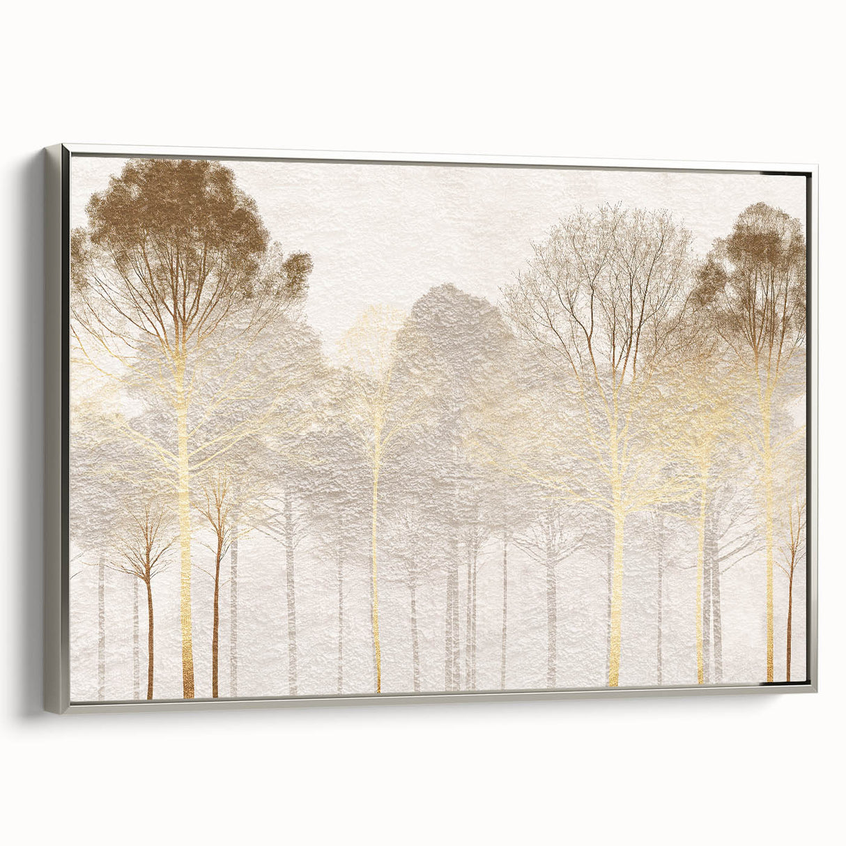 Minimalist Mountain Wall Art – Textured Golden Forest in Haze