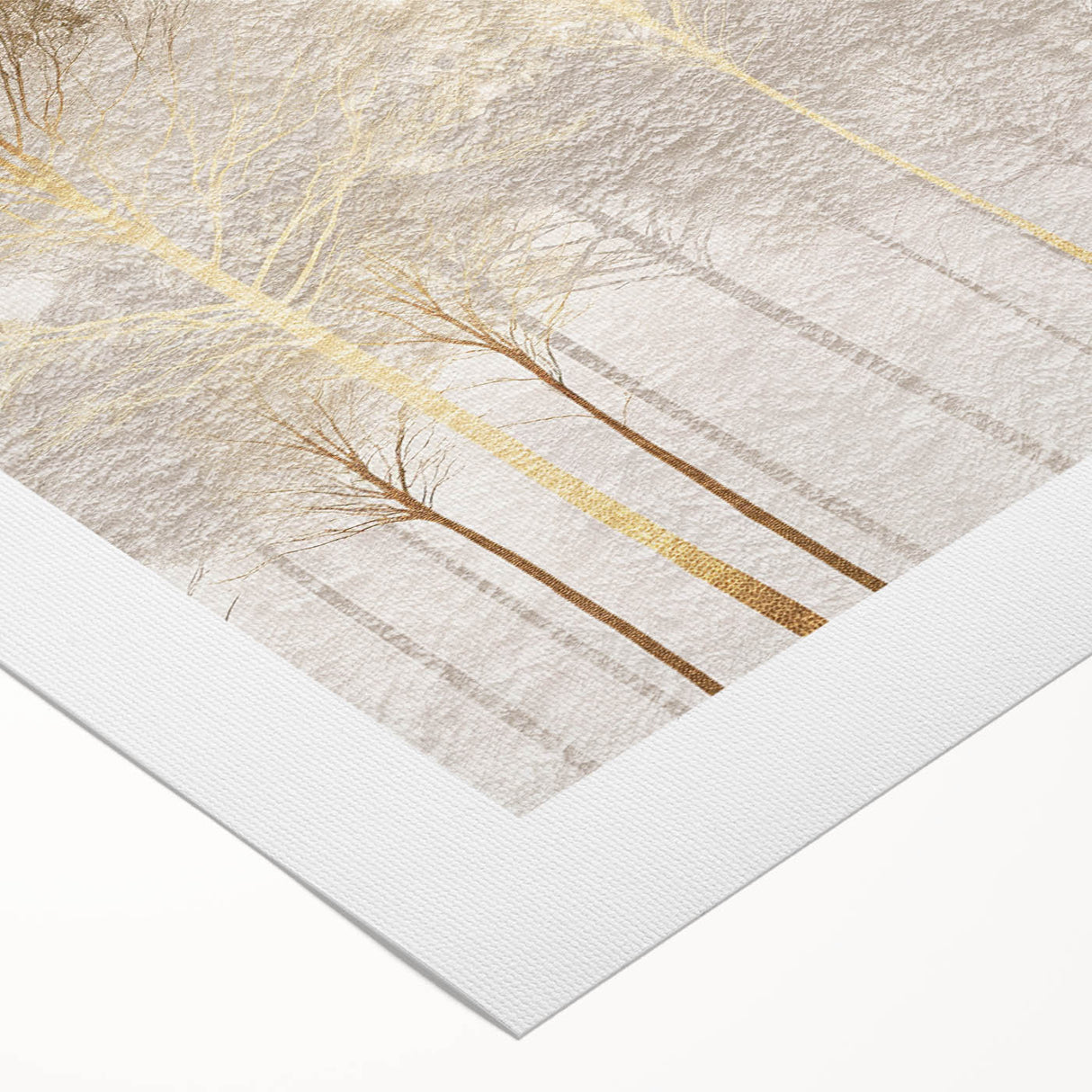 Minimalist Mountain Wall Art – Textured Golden Forest in Haze