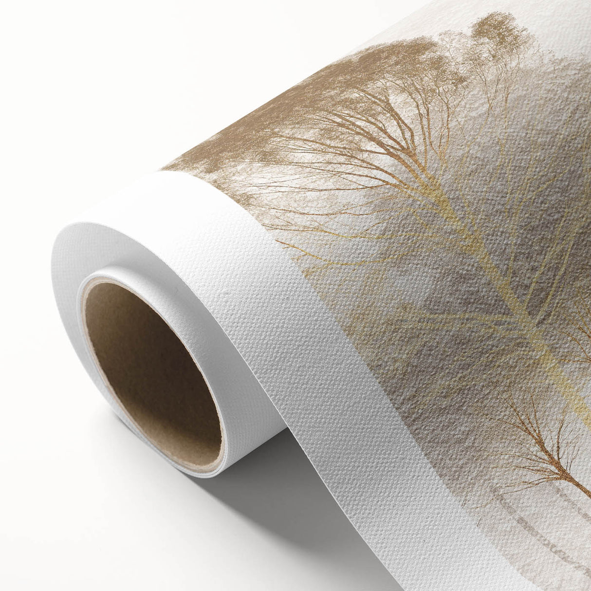 Minimalist Mountain Wall Art – Textured Golden Forest in Haze