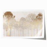 Minimalist Mountain Wall Art – Textured Golden Forest in Haze
