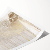 Minimalist Mountain Wall Art – Textured Golden Forest in Haze