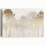 Minimalist Mountain Wall Art – Textured Golden Forest in Haze