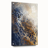 Large Abstract Wall Decor – Navy, Beige, and Gold Organic Pattern