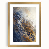 Large Abstract Wall Decor – Navy, Beige, and Gold Organic Pattern