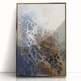 Large Abstract Wall Decor – Navy, Beige, and Gold Organic Pattern