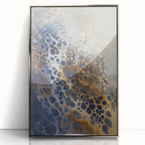 Large Abstract Wall Decor – Navy, Beige, and Gold Organic Pattern