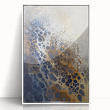 Large Abstract Wall Decor – Navy, Beige, and Gold Organic Pattern