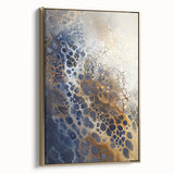 Large Abstract Wall Decor – Navy, Beige, and Gold Organic Pattern