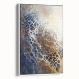 Large Abstract Wall Decor – Navy, Beige, and Gold Organic Pattern