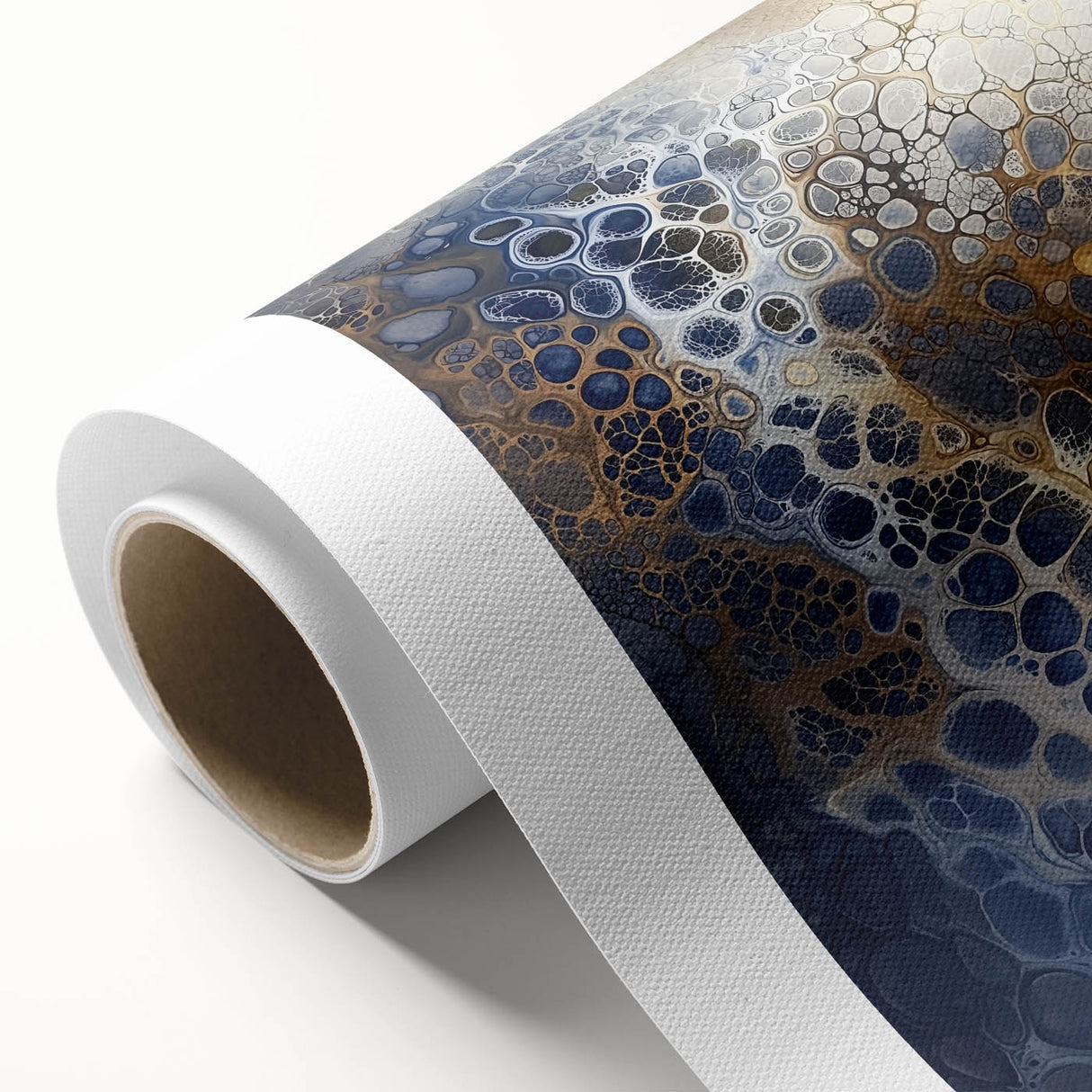 Large Abstract Wall Decor – Navy, Beige, and Gold Organic Pattern