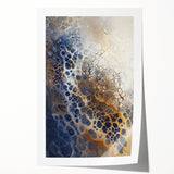 Large Abstract Wall Decor – Navy, Beige, and Gold Organic Pattern