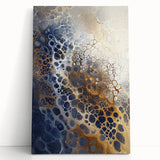 Large Abstract Wall Decor – Navy, Beige, and Gold Organic Pattern