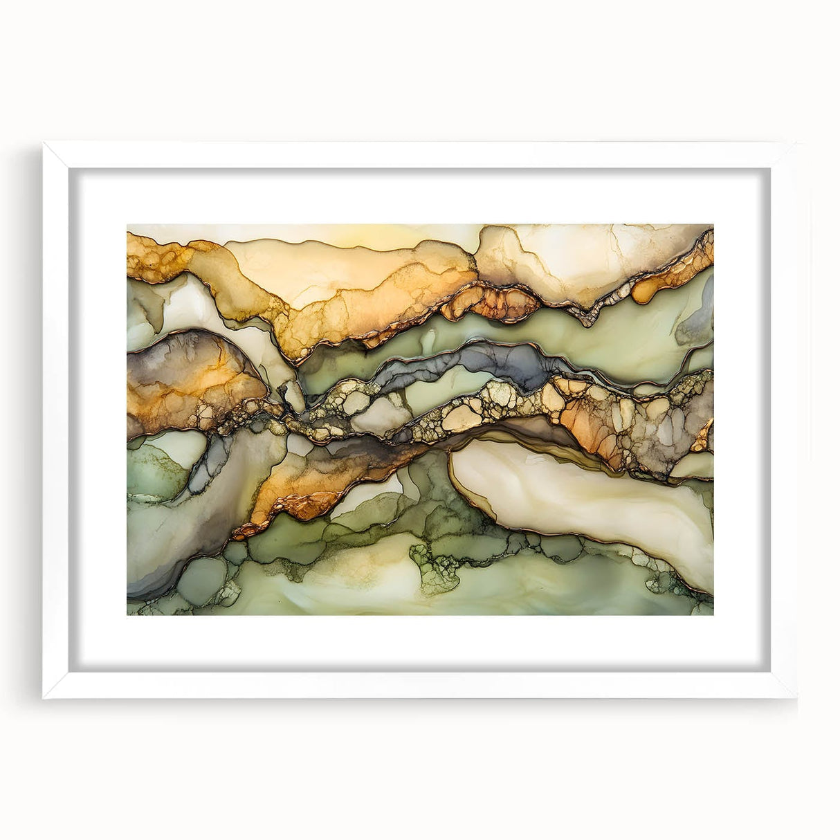 Layered Earth – Abstract Fluid Canvas Art in Olive and Brown Tones