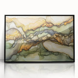 Layered Earth – Abstract Fluid Canvas Art in Olive and Brown Tones