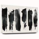 Modern Black and White Abstract Art - Bold Brushstroke Canvas