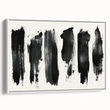 Modern Black and White Abstract Art - Bold Brushstroke Canvas