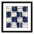 Structured Serenity – Navy Grid Pattern Canvas from Earthen Harmony