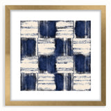 Structured Serenity – Navy Grid Pattern Canvas from Earthen Harmony