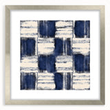 Structured Serenity – Navy Grid Pattern Canvas from Earthen Harmony