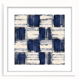 Structured Serenity – Navy Grid Pattern Canvas from Earthen Harmony