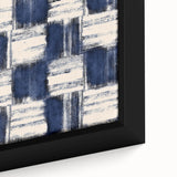 Structured Serenity – Navy Grid Pattern Canvas from Earthen Harmony