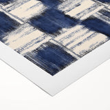 Structured Serenity – Navy Grid Pattern Canvas from Earthen Harmony