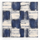 Structured Serenity – Navy Grid Pattern Canvas from Earthen Harmony