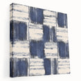Structured Serenity – Navy Grid Pattern Canvas from Earthen Harmony