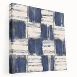 Structured Serenity – Navy Grid Pattern Canvas from Earthen Harmony