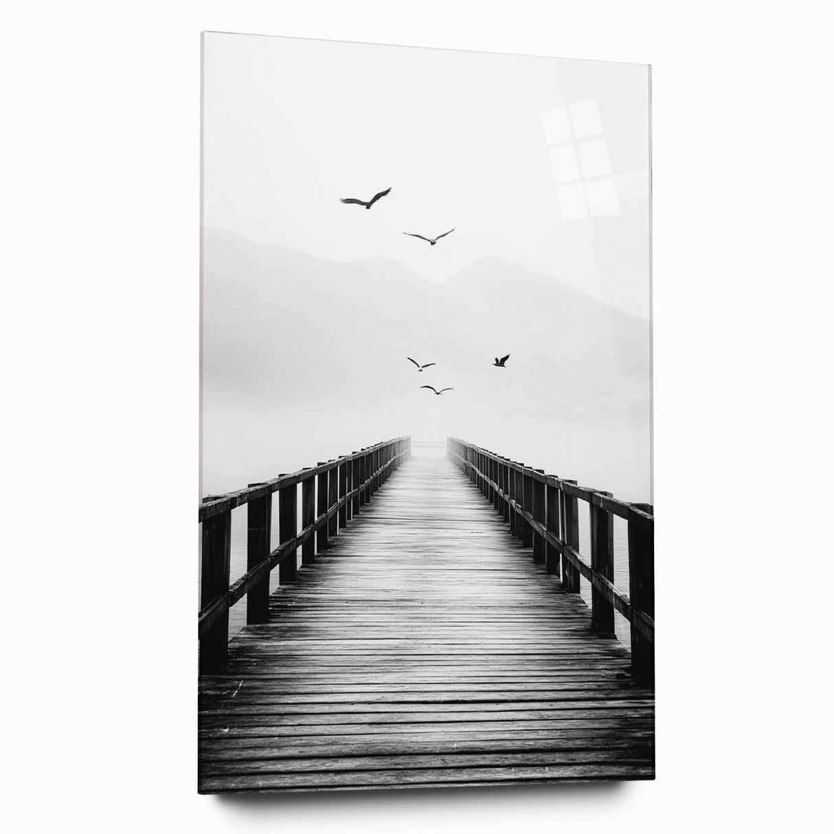 Misty Pier with Birds - Fine Art Photography Framed Prints
