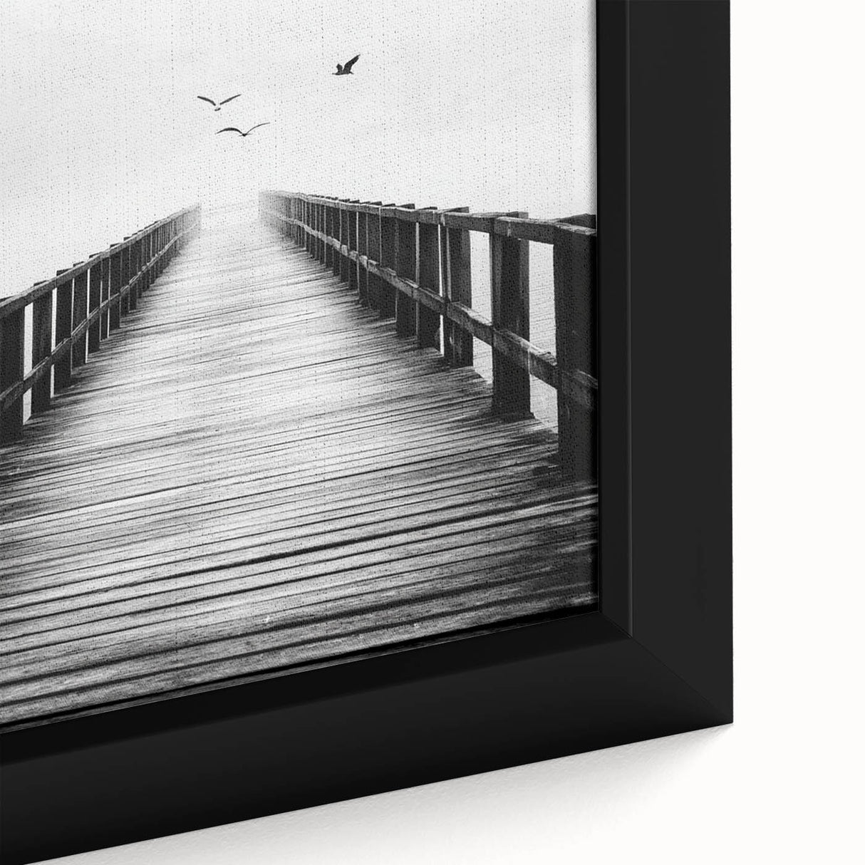 Misty Pier with Birds - Fine Art Photography Framed Prints