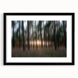 Abstract Minimalist Landscape Paintings – Motion Blur Pine Forest