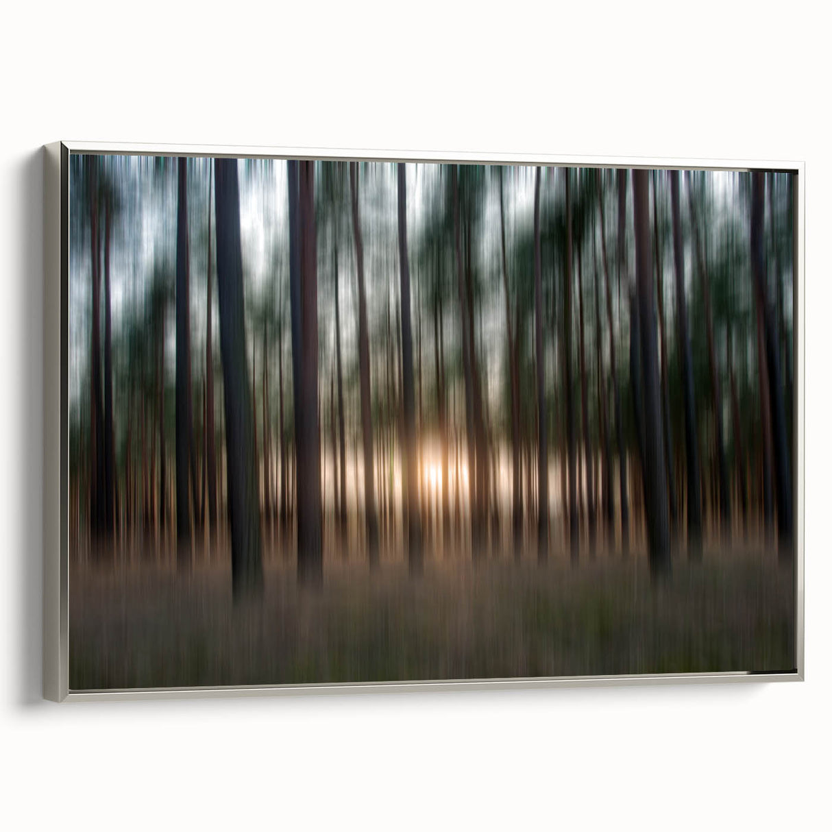 Abstract Minimalist Landscape Paintings – Motion Blur Pine Forest