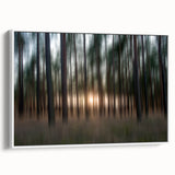 Abstract Minimalist Landscape Paintings – Motion Blur Pine Forest