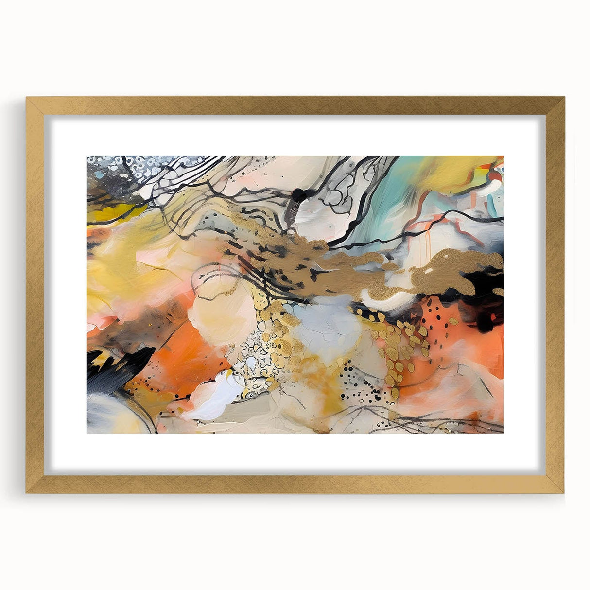 Contemporary Abstract Art – Moody Modern Canvas in Gold & Orange