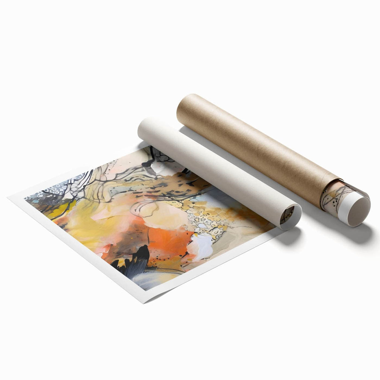 Contemporary Abstract Art – Moody Modern Canvas in Gold & Orange