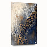 Minimalist Textured Art Pieces – Cream, Navy, and Gold Cell Design