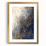 Minimalist Textured Art Pieces – Cream, Navy, and Gold Cell Design