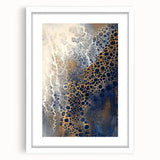 Minimalist Textured Art Pieces – Cream, Navy, and Gold Cell Design
