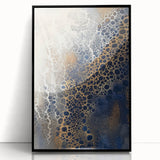 Minimalist Textured Art Pieces – Cream, Navy, and Gold Cell Design