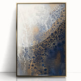 Minimalist Textured Art Pieces – Cream, Navy, and Gold Cell Design