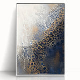 Minimalist Textured Art Pieces – Cream, Navy, and Gold Cell Design
