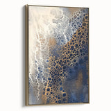 Minimalist Textured Art Pieces – Cream, Navy, and Gold Cell Design