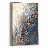 Minimalist Textured Art Pieces – Cream, Navy, and Gold Cell Design
