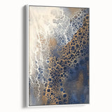 Minimalist Textured Art Pieces – Cream, Navy, and Gold Cell Design