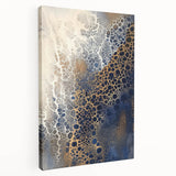 Minimalist Textured Art Pieces – Cream, Navy, and Gold Cell Design