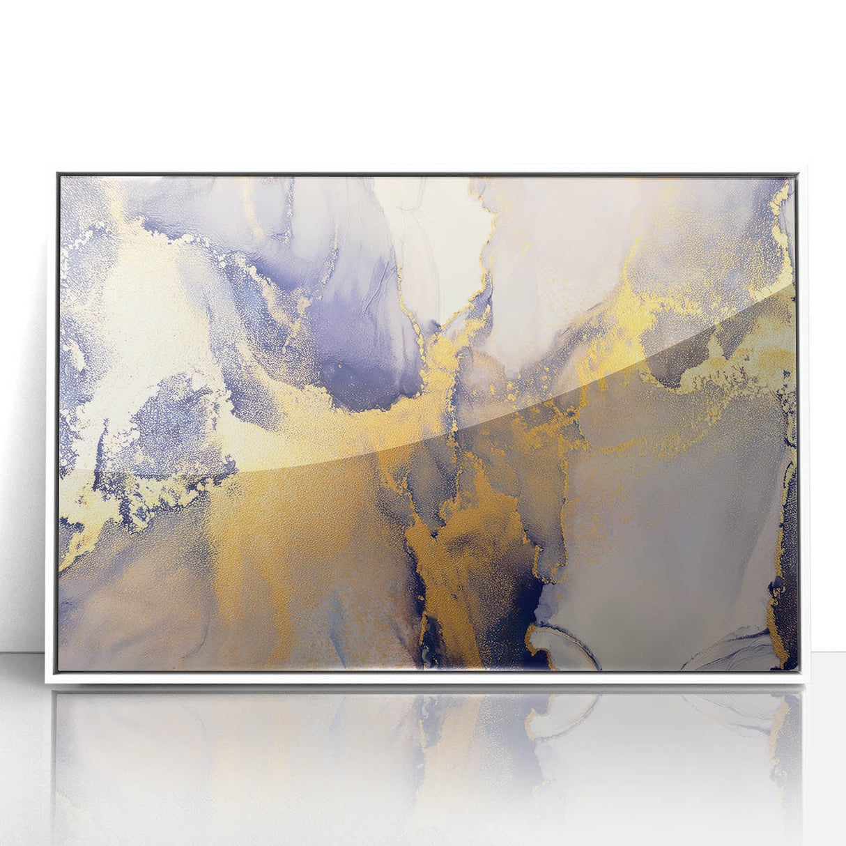 Celestial Depth – Contemporary Fluid Art Pieces in Gold and Blue
